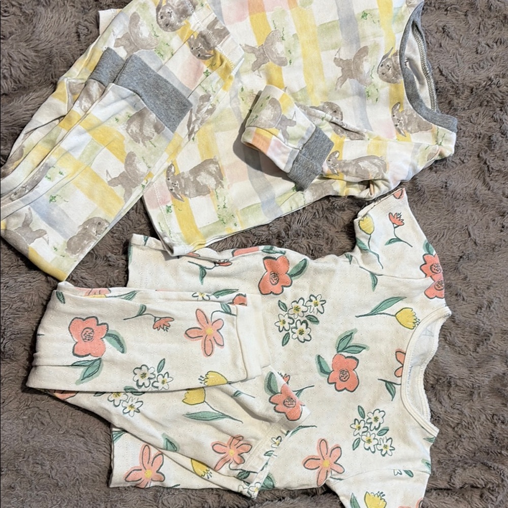 Floral and Bunny Kids Pajama Set 3T